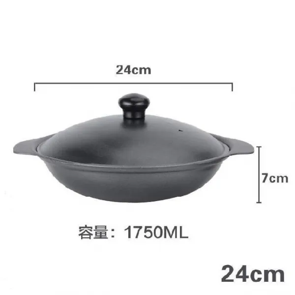 전골냄비 얕은냄비 감자 용쇼파 냄비죽 밥 뚝배기 국냄비 상업용 쇠솥 뚜껑있는 전골, 기본, T05-24cm솥(배생철개)