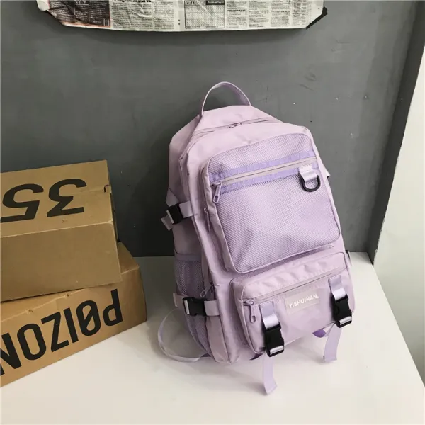 앤틱 소녀 책가방 여 Ins 바람 그대로 숙고생 다크 블랙 계열 솔리드 심플 백팩