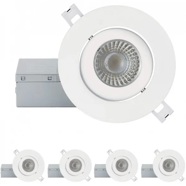 QPLUS 4인치 초박막 조정식 눈알 LED 정션 박스/캐너리스 다운라이트 10W 750lm Dimable Energy Star 및 ETL 목록(4000K C, 단일옵션