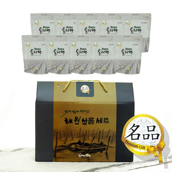 해남김 어두지 돌자반 10봉 선물세트, 돌자반 60g