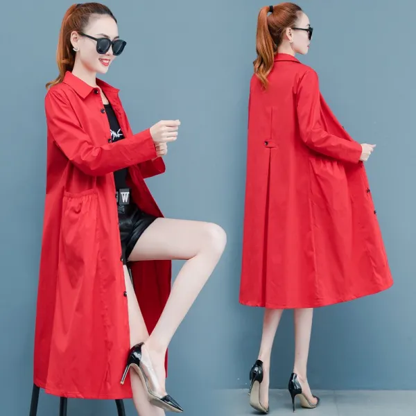 YUNMIHUAXIAN 루즈핏 롱 트랜치 코트 46455715