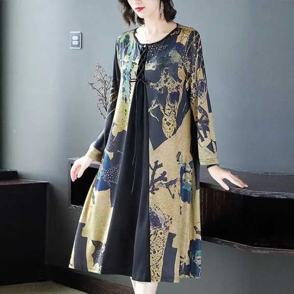 블랙바바 여성 프린트 니트롱원피스 빅사이즈19092802