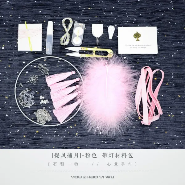 어반30 드림캐쳐 썬캐쳐 DIY l/손작인디언 드림걸즈 핸드메이드 Diy, 바람잡이 달잡이-핑크 소재 포대등