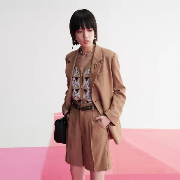 정장 코트 상점 같은스타일 태평조 점잖다 여성 가을 카키브라운 와이드 루즈핏 양복 2805339982