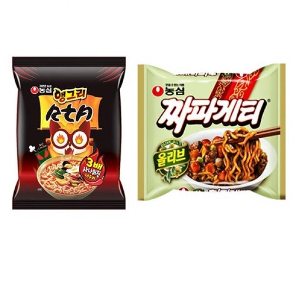 농심 앵그리 너구리 RTA멀티(5입) 1팩+ 짜파게티 멀티(5입) 1팩총10봉, 10개