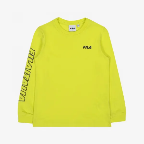 휠라키즈 FILA ITALIA 소매 프린트가 특징적인 컬러 포인트의 긴팔 티셔츠FK2RLC3202XLYG(옐로우그린)