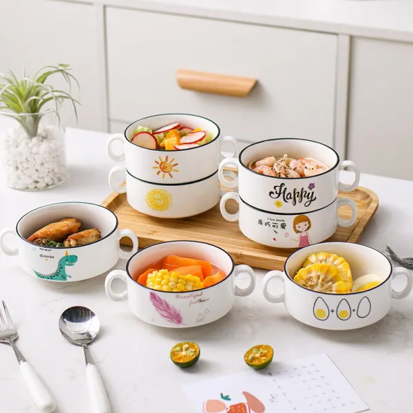 크리에이티브 일식세라믹 디저트볼 제비집볼 설탕수은귀국그릇 아이스크림샐러드푸딩볼 쌍귀국그릇, 짙은 녹색