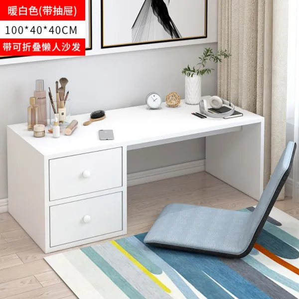 좌식 책상 서랍 수납장 탁상 낮은 인테리어, 100x40cm 핫화이트 서랍+폴딩 소파패드