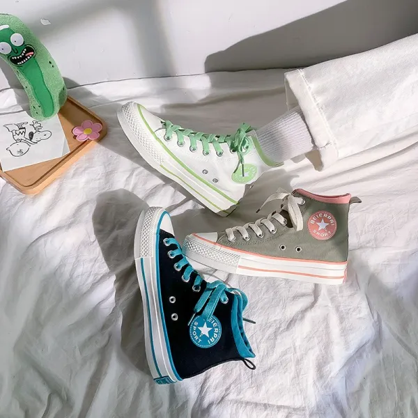 엠오엔2 패션심플 그린 봄가을 여성화 캔버스화 운동화 스니커즈 하이탑 통굽 슬립온 키높이 신발 슈즈 아쿠아 여학생