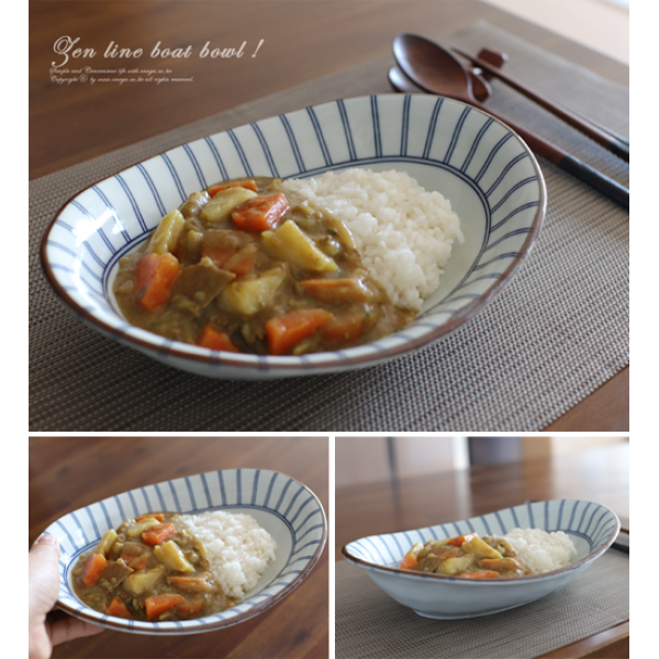 핸드메이드! 젠라인 보트쉐입 보울 (카레접시,메인요리접시,볶음밥접시), 단일옵션