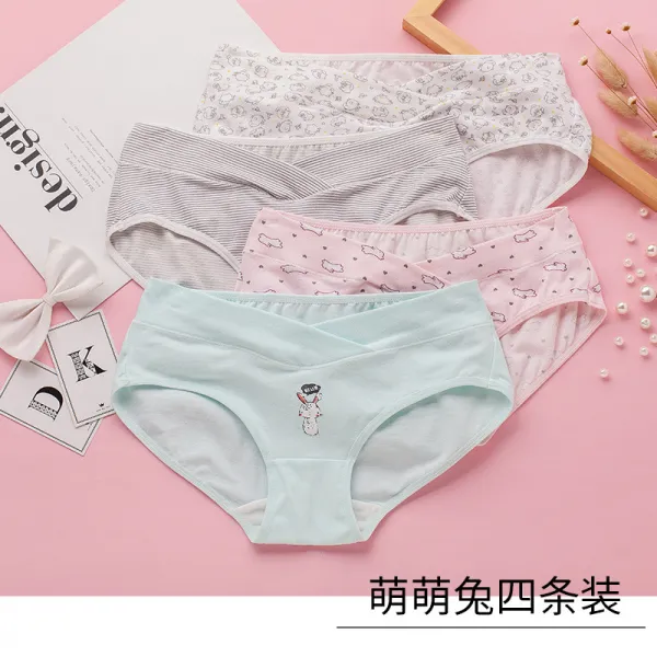 팬티 임신기 저중심 토플 에어 내의 비 항균 반바지 여 임신 말기 빅 사이즈, 메롱 메롱 토끼 네갈래 룩