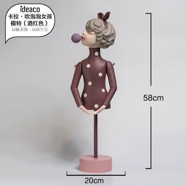 풍선부는 소녀 장식 공예 북유럽 거실 TV 캐비닛 룸 장식, 버블 걸 모델 (와인 레드)
