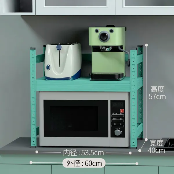 주방 2단 선반대 5컬러 전자레인지 랙 오븐랙 철제 선반 전기밥솥 냄비 밥통받침대 거치대, 60x40x57 블루