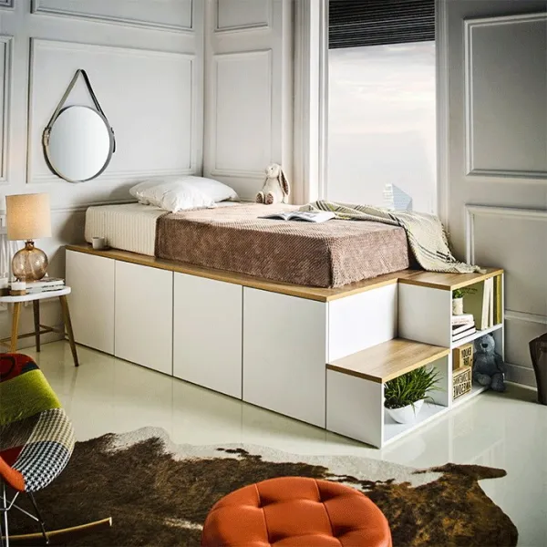 아리아퍼니쳐 Stanford 수납형 슈퍼싱글 침대 평상형 계단식 침대 계단포함 본품