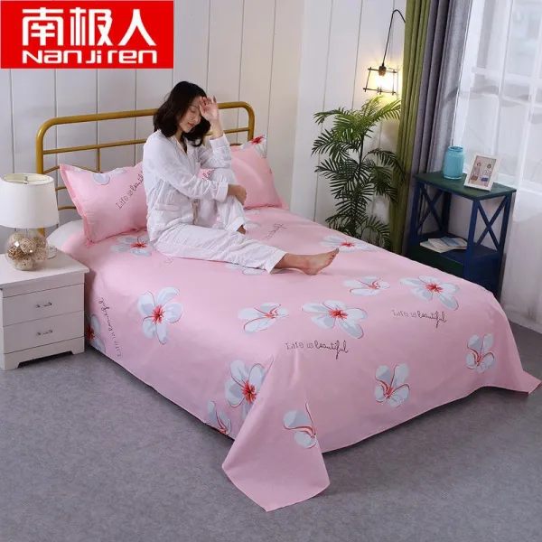 Dec.28 392번 남극인 풀면 침대 싱글 순면과 학생 기숙사 싱글침대 어린이 2인 여름 이불 홑이불 커버z 120 X 230 Cm 0.9 미터 침대 적용 길바닥 에 꽃 이 피고 면 시트 