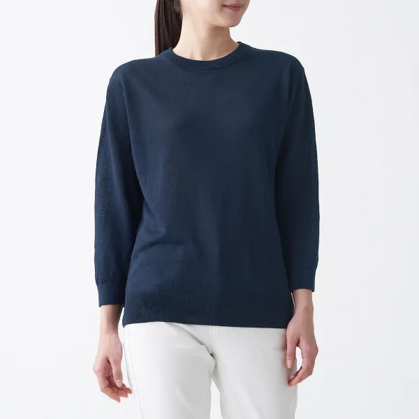 무인양품 MUJI 여성 UV컷 프렌치 리넨 크루넥 스웨터 BAC71A1S