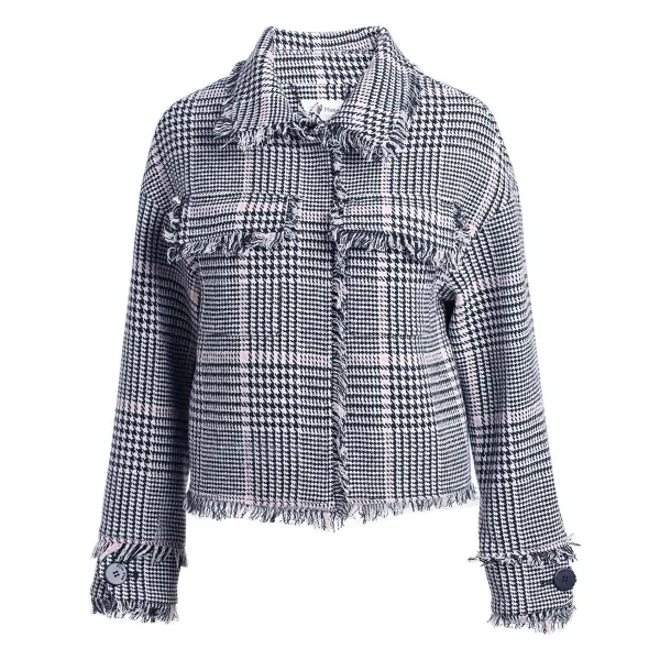 집게 3건 8꺾다 FIVEPLUS 신 여성의류 보카시 자 모직외 와이드 루즈핏 겹 퍼트리밍 롱 386530105