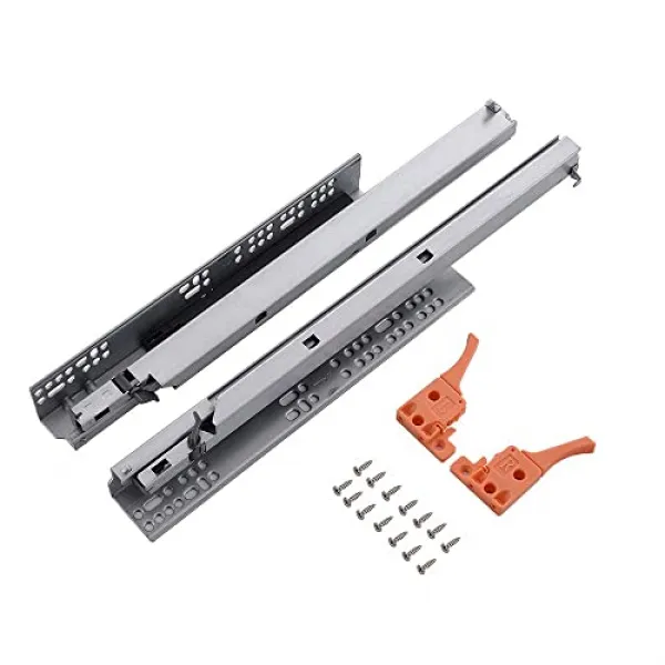 1 쌍의 18 인치 금속 완전 확장 소프트 셧다운 볼 베어링 서랍 슬라이드 100 Lb 용량 바닥 마운트 서서히 서랍 하드웨어 슬라이드를 천천히 닫고 18 20 22 길이를 제공 본상품