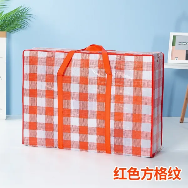 라탄백 빅사이즈 집들이 주머니 두꺼운 옥스포드 짐을 꾸리다 면이불 테이크아웃컵캐리어 방수 수납 뱀피가방 2520499744, 미니 사이즈 50 *32 *18, 레드 체크