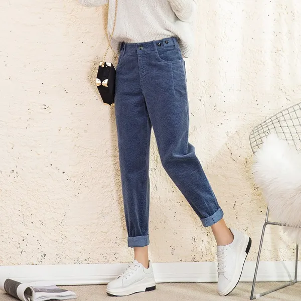 여자코듀로이 코듀로이팬츠 루즈핏 2019가을겨울셋트 하이웨스트 와이드팬츠 무 코르덴 바지배기 운동화 캐주얼바지