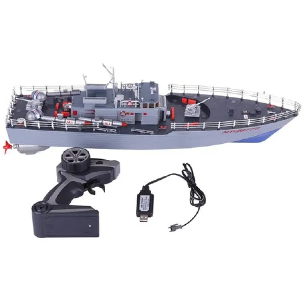 MEILINL RC 보트 1 : 115 원격 제어 어뢰 보트 2.4Ghz 4CH 군사 전함 장난감 RC 군함 배터리 원격 제어 원, One Color