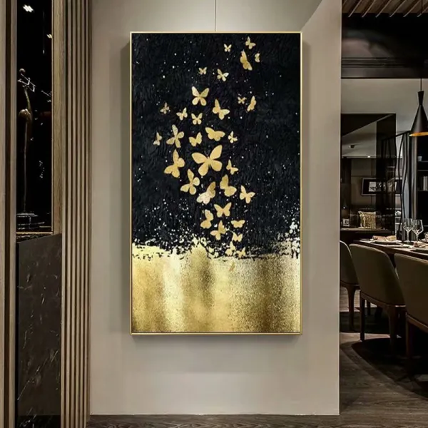 밤하늘 황금 나비 보석십자수 대형사이즈 신년 행복을 불러오는 그림 전체수, 40X80cm