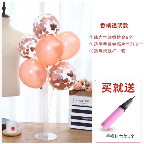 파티풍선 결혼식 용품 풍선 지지대 인테리어 웨딩 생일 매장 기둥세우기 신혼방, T21-샴페인 투명 스타일(2세트)