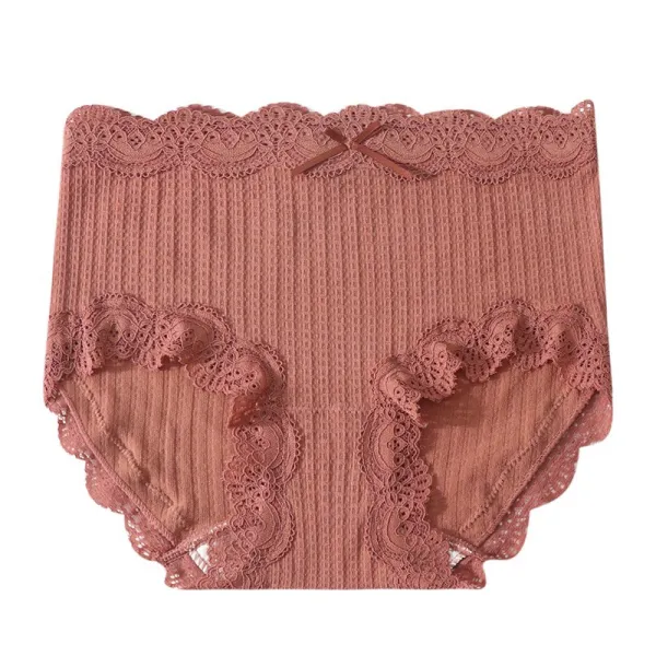 여성 순면 코튼 항균 밑구멍 심플 미디웨스트 헴라인 빅사이즈 힙랩 소프트 소녀 레이스 3 각바지