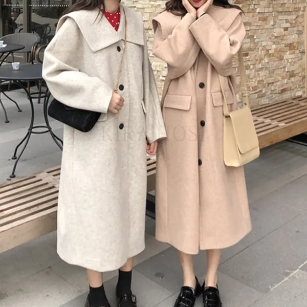 Kirahosi 롱코트 가을 겨울 여성 모직 캐시미어 롱코트 자켓 아우터 슬림핏 110 259 Ffxth05