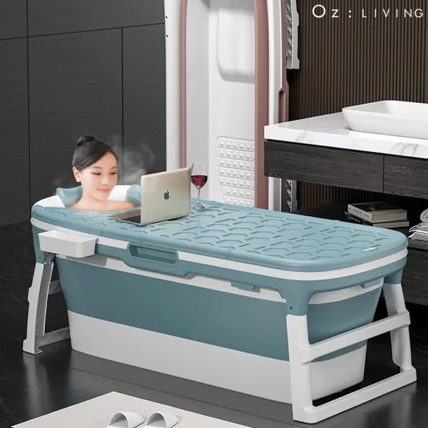 오즈리빙 이동식욕조 접이식욕조 반신욕 간이욕조 대형 1개 접이식욕조 대형 블루