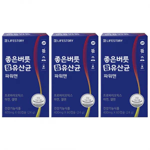 좋은버릇 남자유산균 파워맨 아연 셀렌 타우린 아르기닌 (2개월분), 24g, 3개