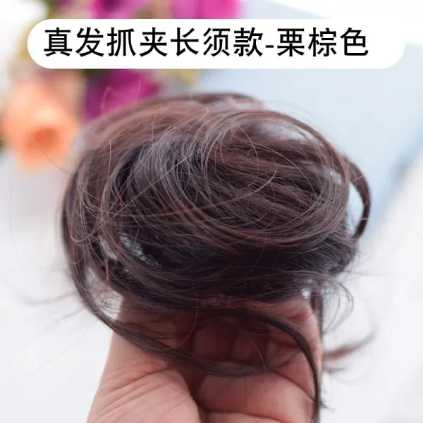 집게머리 가발 여 스몰 동그라미 반 자 환자 머리 꾸미기 게으름뱅이 개성판발 기, 1, 생머리 큰집게 긴타입 밤색 갈색