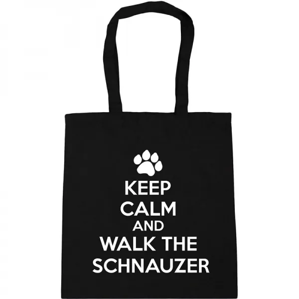 Hippowarehouse 침착성을 지키고 슈나우저를 걷다-Dog Tote Shopping Gym Beach Bag 42cm x38cm 10 리터