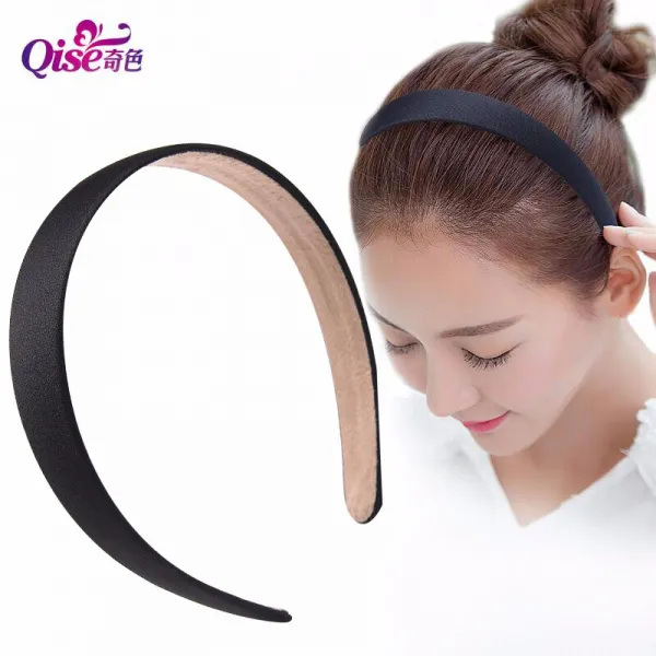기색 머리띠 한판 백예용 머리띠 심플하고 넓은 변방 슬라이드 머리핀으로 데일리 감미로운 블랙 컬러, 단일상품