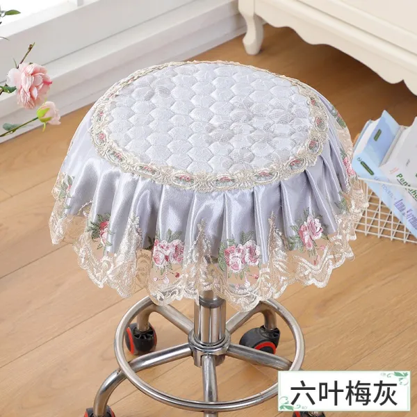 인테리어 원형 쿠션 방석 방석형 의자 매트 원형 엉덩이 패드 사계절용 유럽식 식탁 미끄럼, 육엽매회(15cm 레이스 레이스)