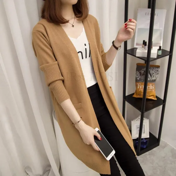 Kirahosi 여성 데일리 미디 롱 니트 카디건 루즈핏 슬림 춘추 아우터 7호+덧신증정 Cdl7xn8g