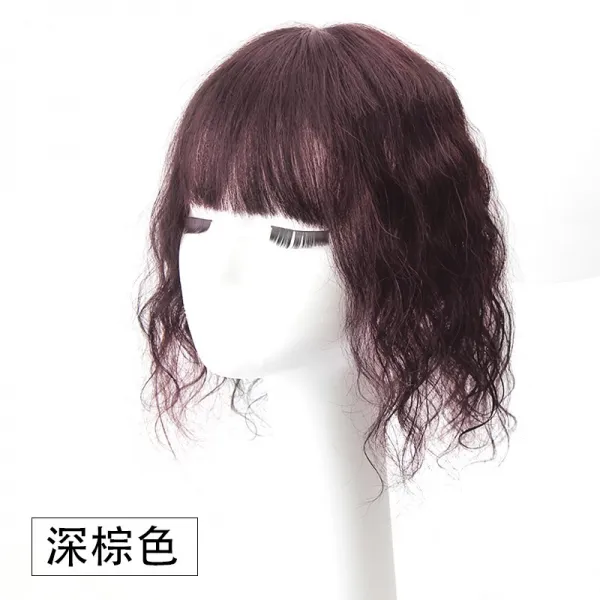 가리고 흰머리 가짜 머리 진짜 곱슬머리 공기 앞머리 递 핀 缝 리얼 내추럴 머릿수 정수 위로 가르마, 1, 다크브라운
