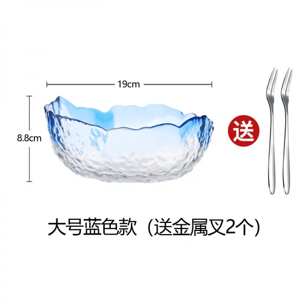 투명 유리샐러드볼 가정용 노르딕 독창적 금색과 개성을 묘사하다 디저트 그릇 아침공기, 블루 유리 볼 큰사이즈 라지 1개