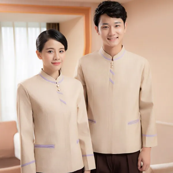 보결복 긴팔 보결원 청결물업 추동 아줌마 공복 호텔 객실 남 의류 작업복, 4XL 베이지 긴소매