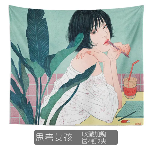 패브릭포스터 마티스 월행잉 천포스터 홈카페 인 교수형 천 손으로 그린 배경 천 조수 침대 옆 그물 레드 룸 레이아웃 태피스트리 기숙사 임대 주택 개조 벽 그림, E타입 130 * 150cm