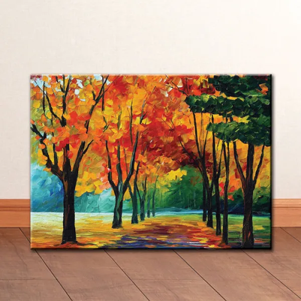 OP030 유화 낙엽 가로수 산책길 캔버스액자