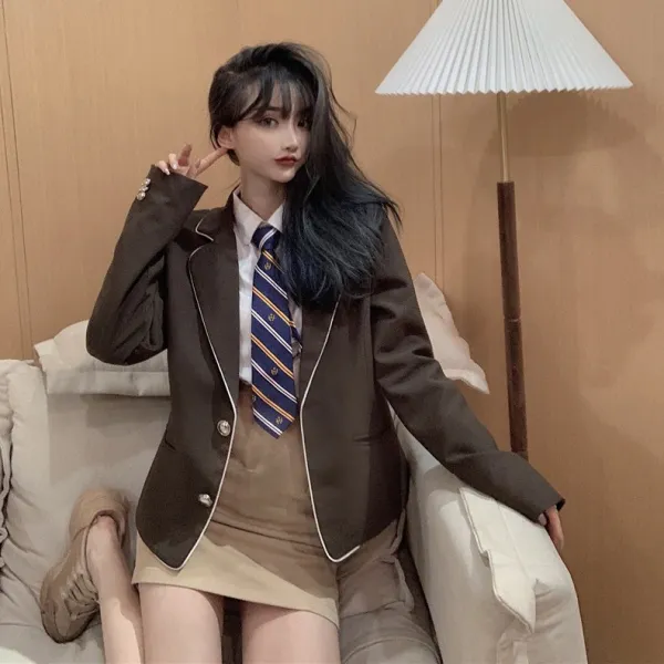 히또리 HI0071 동복 교복 느낌 자켓 + 스커트 스터디 세트