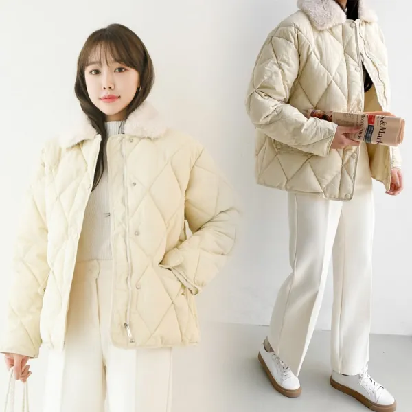 chicme 시크미 여성 겨울 밍크털 카라 퀄팅 웰론 패딩 점퍼