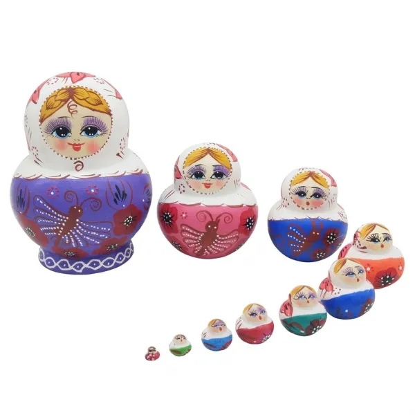 STK10 조각 나비 패턴 babushka 러시아어 중첩 인형 matryoshka 장난감 # 2