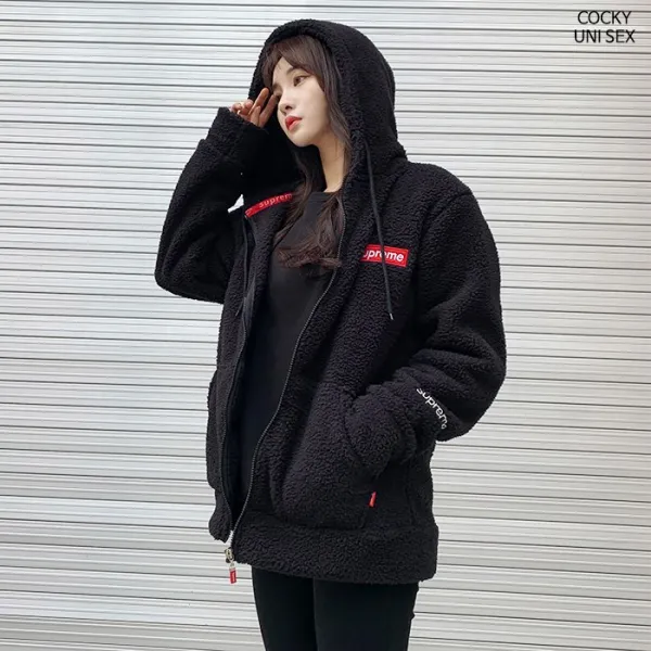 슈프림 로고패치 양털FREE 후리스 후드집업 남녀공용