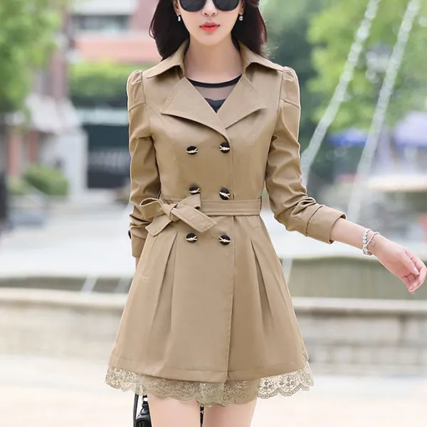 모리아 봄 가을 여성 트렌치 코트 Qp