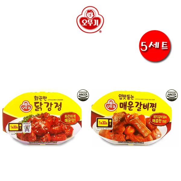 유니크앤몰 오뚜기 화끈한닭강정180g+입맛돋는매운갈비찜180g 2종세트 즉석 간편식 5세트 180g