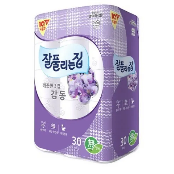 잘풀리는집 깨끗한 3겹 감동 롤화장지 25m 30롤 6팩