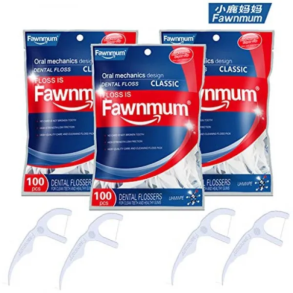 Fawnmum 치실 치간 브러쉬 치아 스틱 이쑤시개 구강 관리 부드러운 이쑤시개 치실 추천 높은 강인성 이쑤시개 스틱 (300pcs (3 팩)), 단일상품