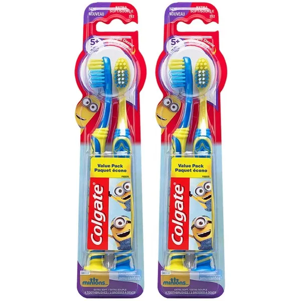 여분의 연약한 강모와 흡입 컵 홀더 미니언-4 개 수를 가진 Colgate 아이 칫솔, 단일상품